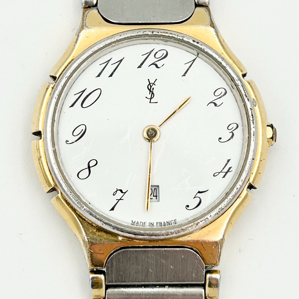 Yves Saint Laurent Vintage Watch Unisex Two Tone Quartz Stainless Steel